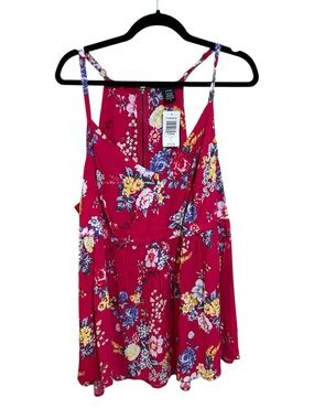 Torrid Size 3X Pink Floral Babydoll Cami NWT Women’s Plus Size 3 Sleeveless